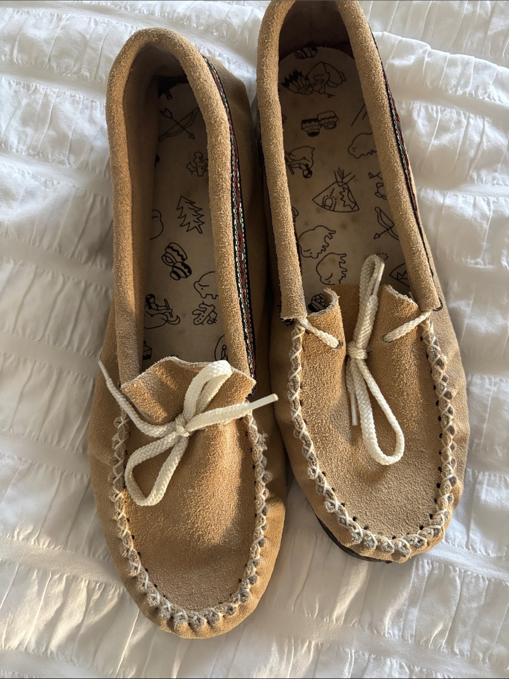 Women’s Suede Moccasin Slip-Ons in Tan
